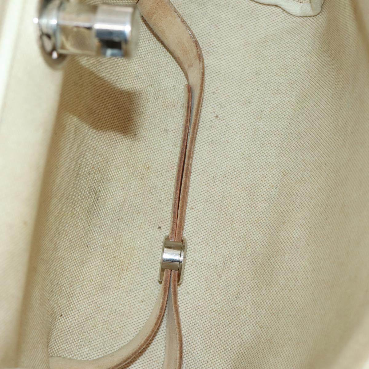 HERMES Herbag Ad PM Backpack Canvas Leather 2way Beige Silver Auth 159367