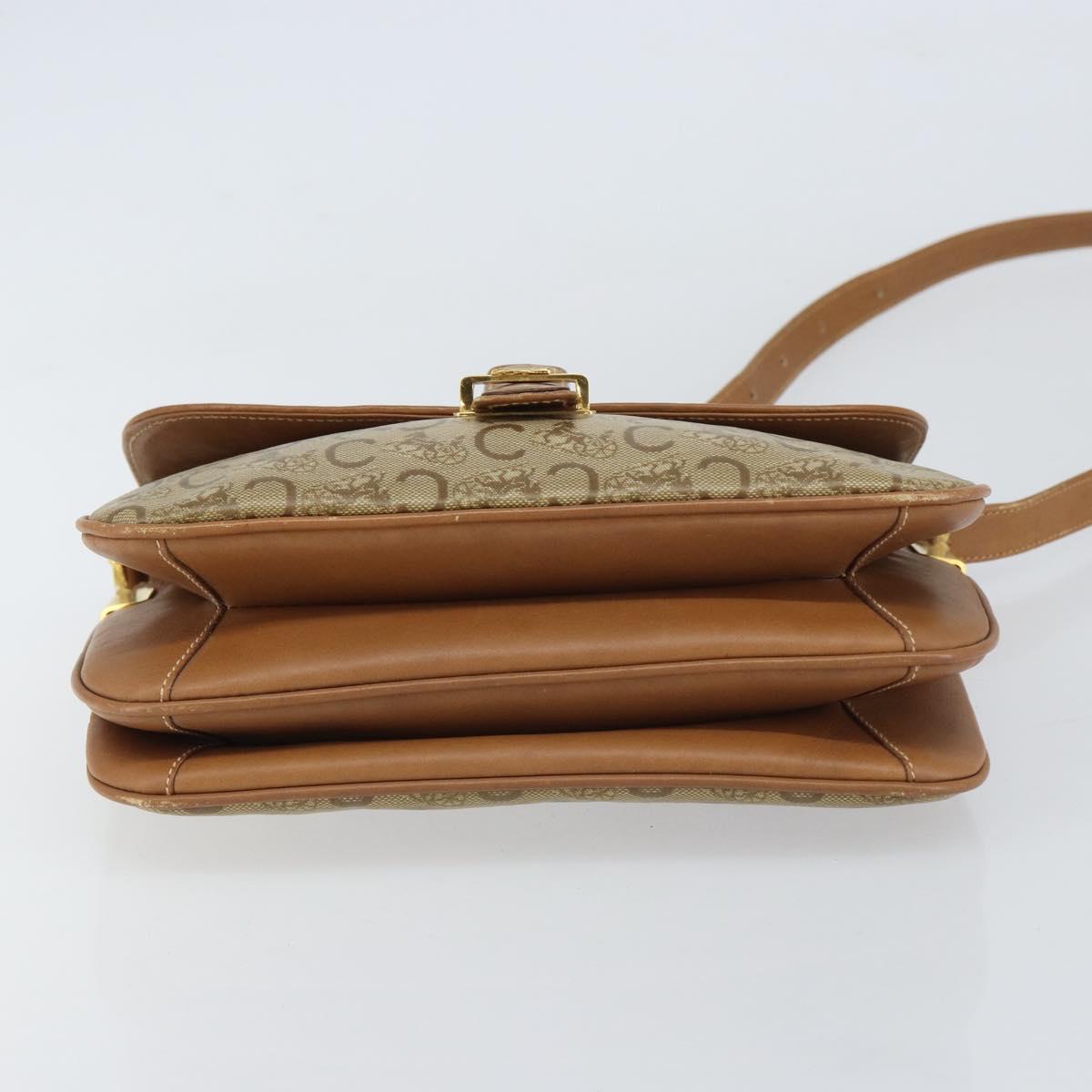 CELINE C Sulky Horse Carriage Shoulder Bag PVC Beige Gold Auth 159376