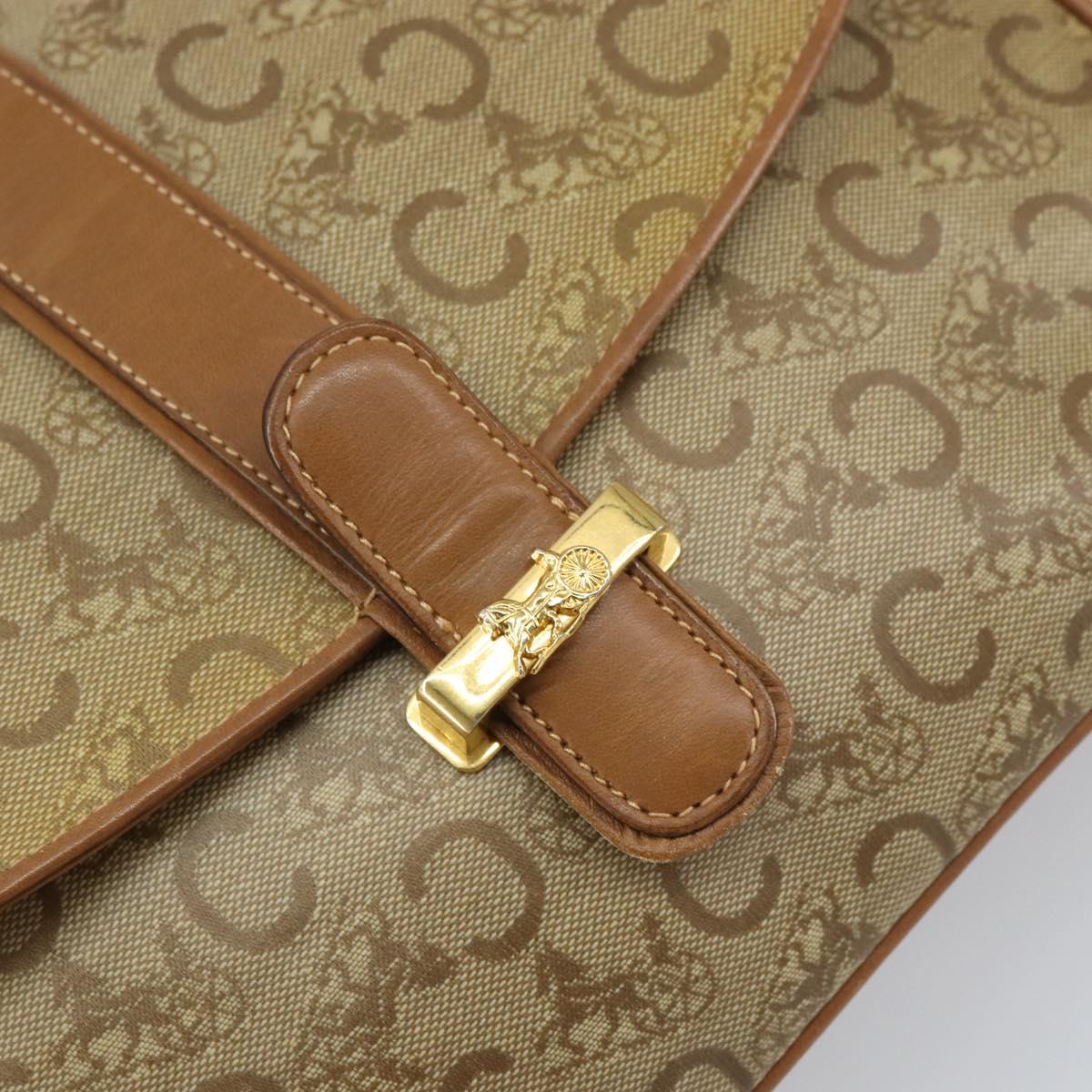 CELINE C Sulky Horse Carriage Shoulder Bag PVC Beige Gold Auth 159376