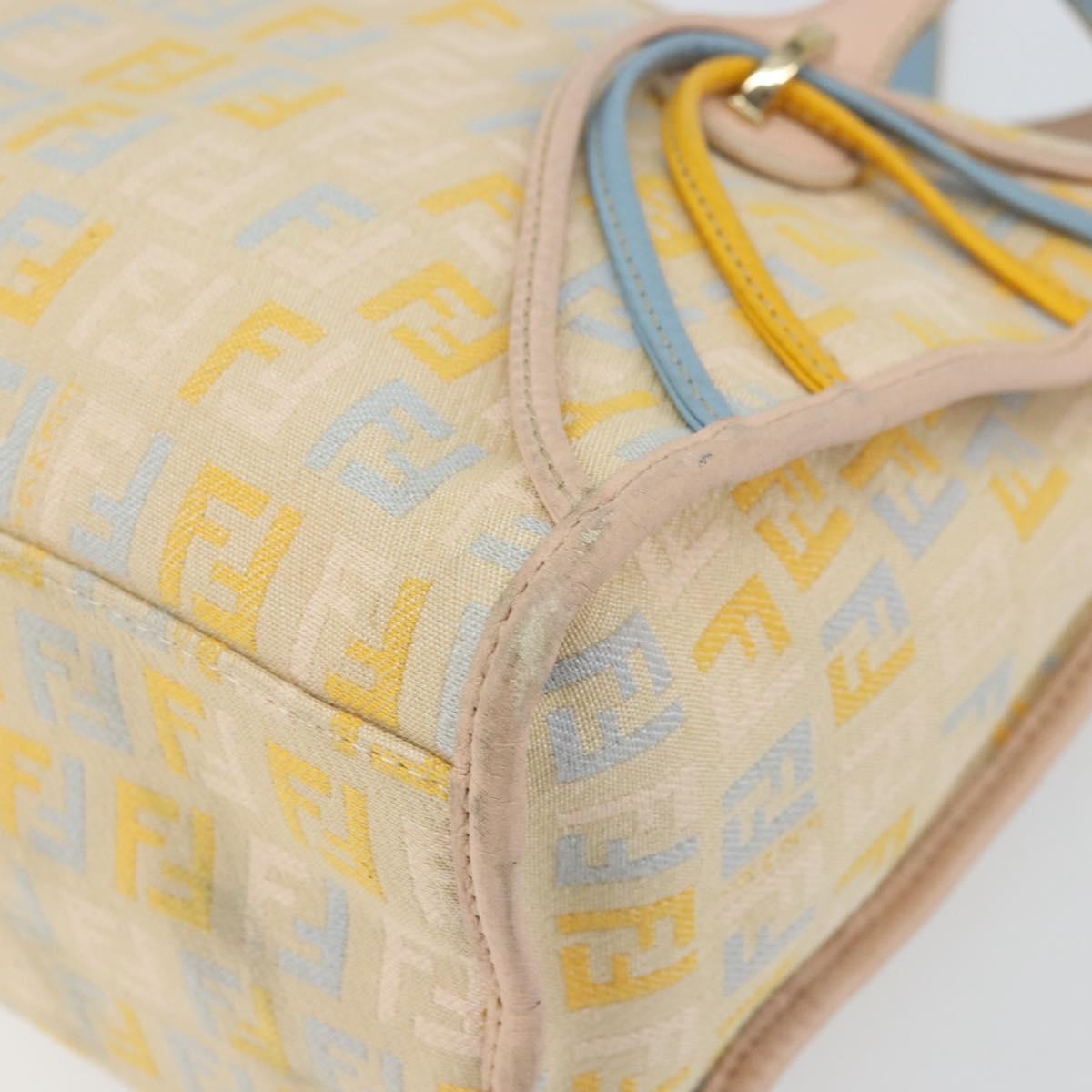 FENDI Zucchino Canvas Hand Bag Multicolor Gold Auth 159377