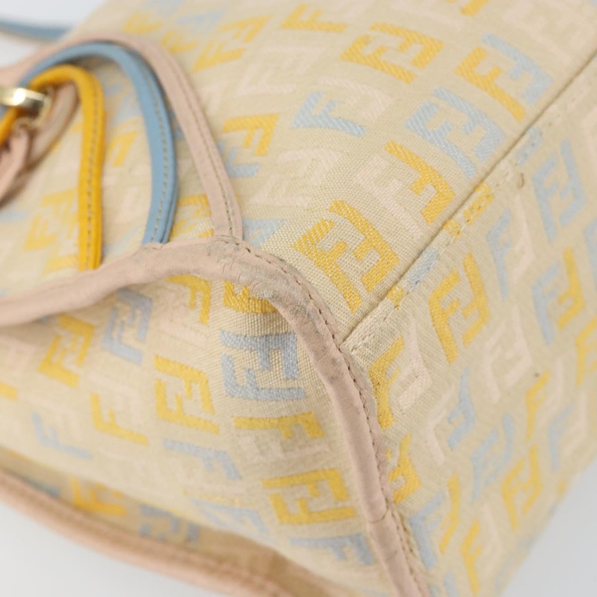 FENDI Zucchino Canvas Hand Bag Multicolor Gold Auth 159377