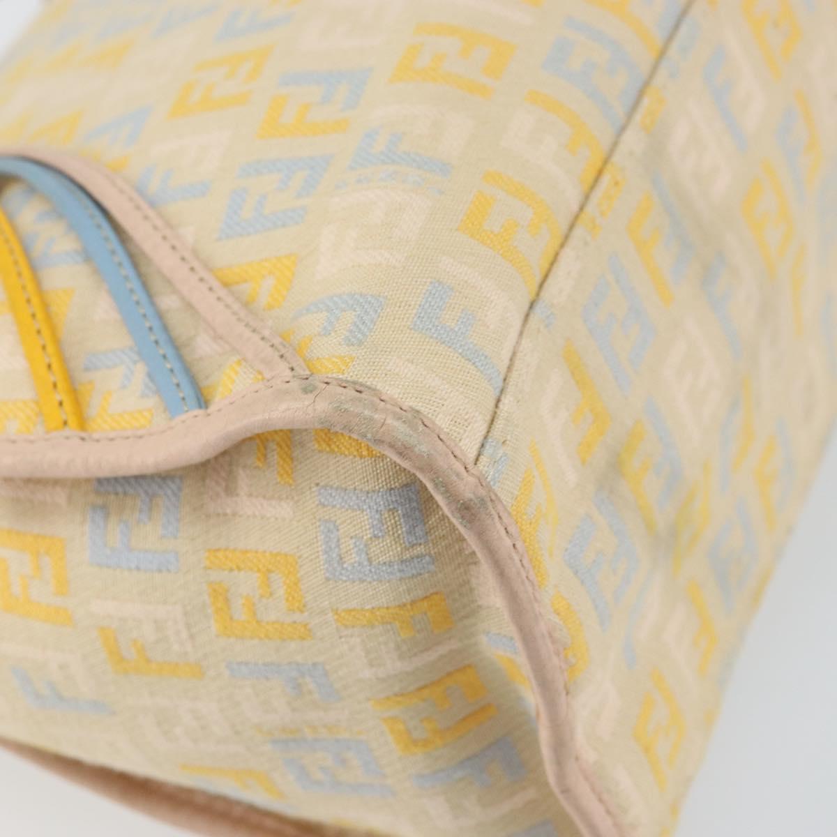 FENDI Zucchino Canvas Hand Bag Multicolor Gold Auth 159377