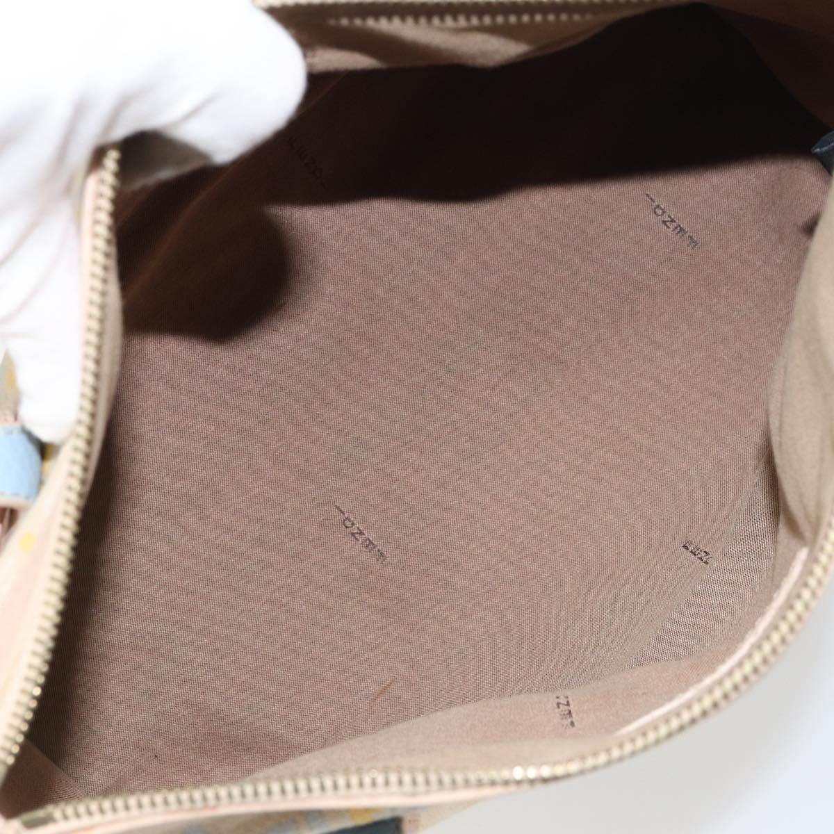 FENDI Zucchino Canvas Hand Bag Multicolor Gold Auth 159377