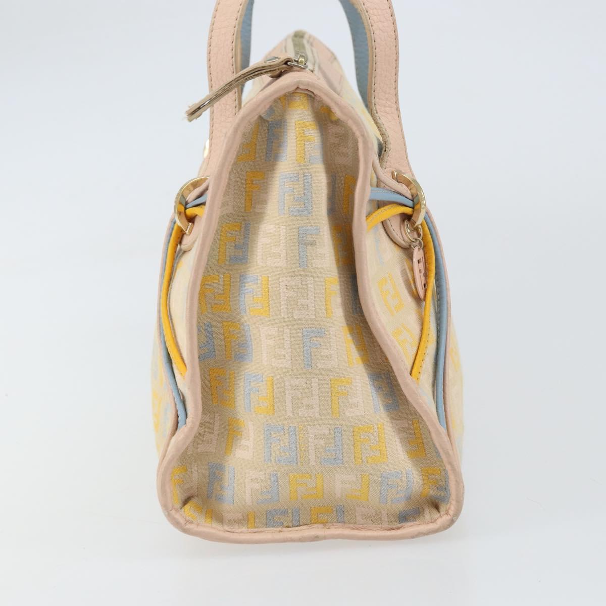 FENDI Zucchino Canvas Hand Bag Multicolor Gold Auth 159377