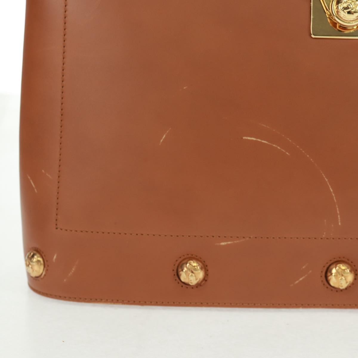 Salvatore Ferragamo Hand Bag Leather 2way Brown Gold Auth 159378