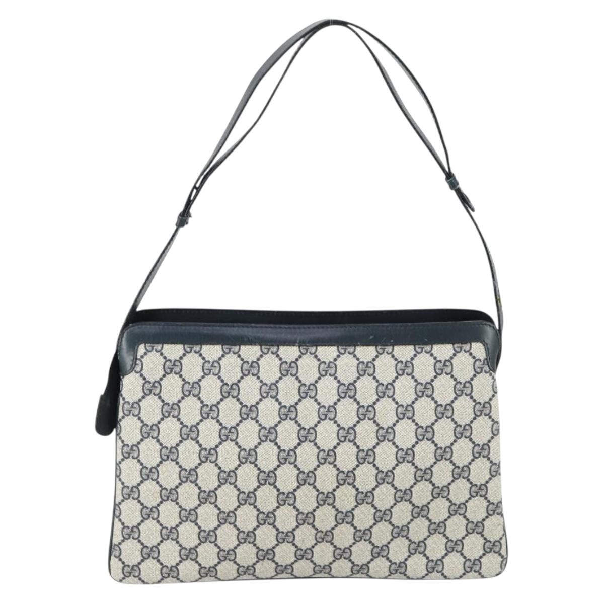 GUCCI GG Supreme Sherry Line Shoulder Bag PVC Navy Gold 010 378 Auth 159381