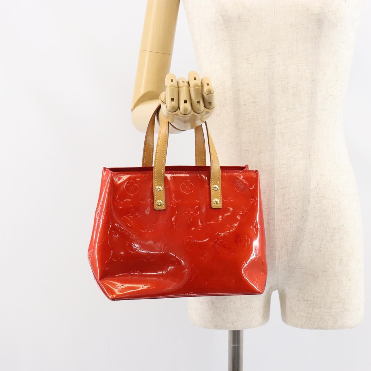 LOUIS VUITTON Monogram Vernis Reade PM Hand Bag Red Rouge M91088 LV Auth 159382