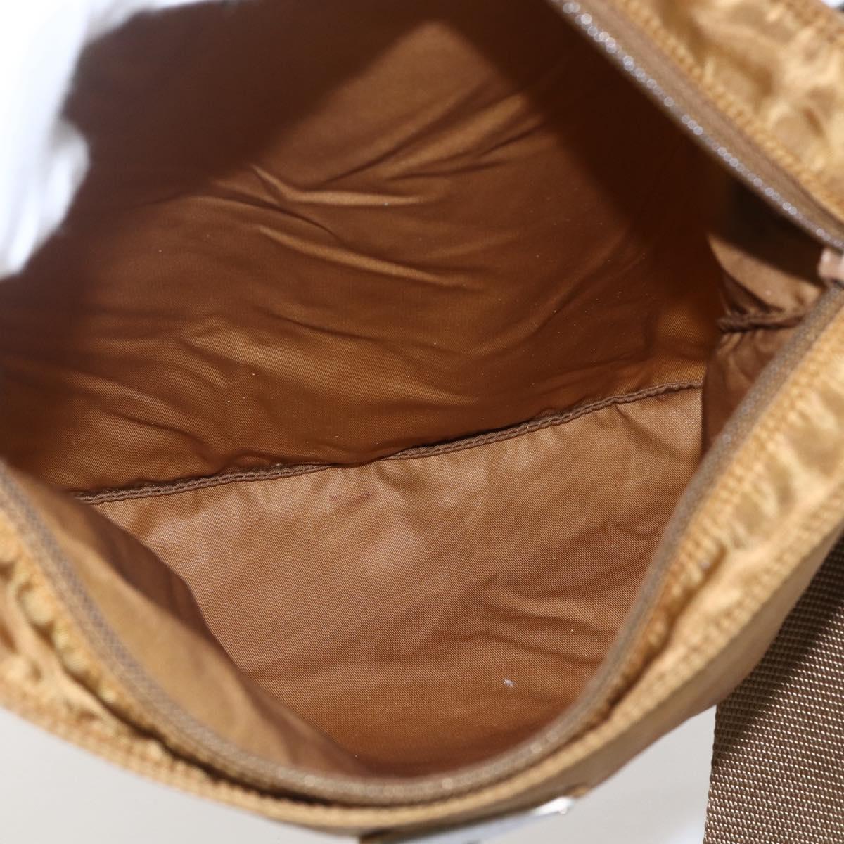 PRADA Shoulder Bag Nylon Brown Silver Auth 159385
