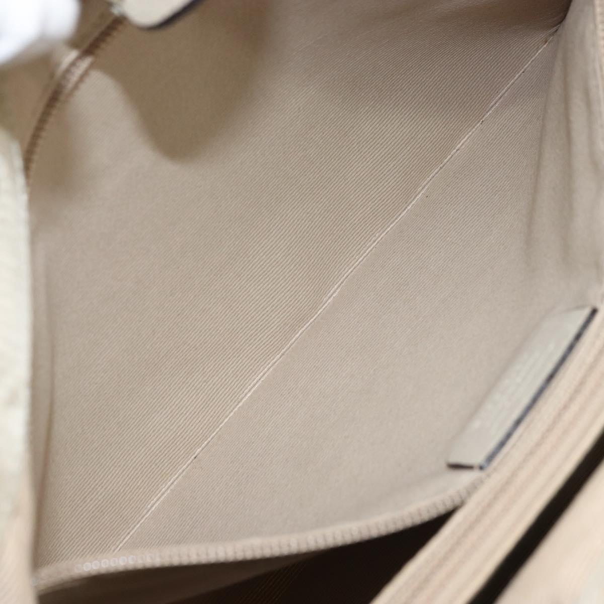 Salvatore Ferragamo Vala Hand Bag Nylon Beige Silver Auth 159394