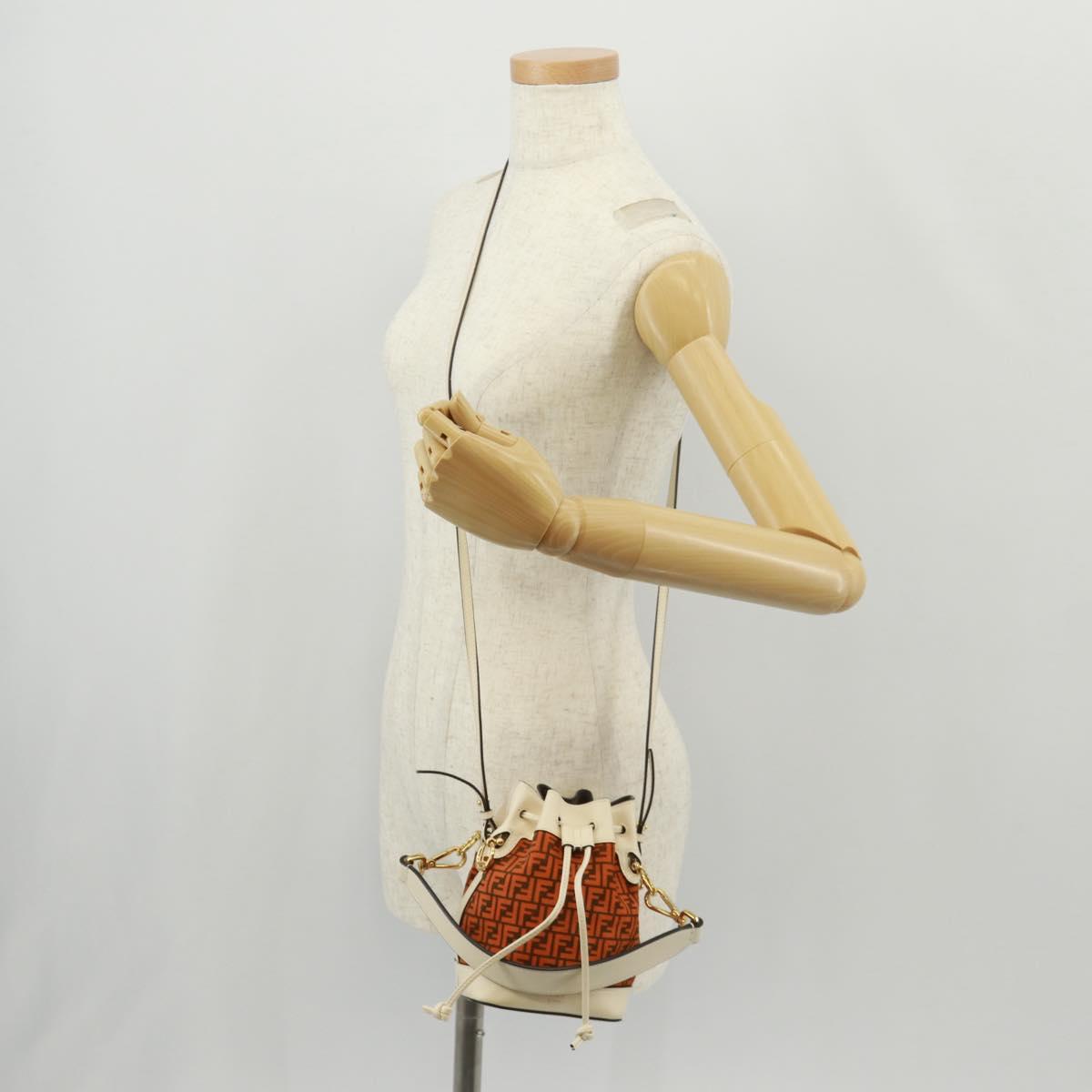 FENDI Zucchino Canvas Mini Montrezor Hand Bag 2way Orange Gold Auth 159396V