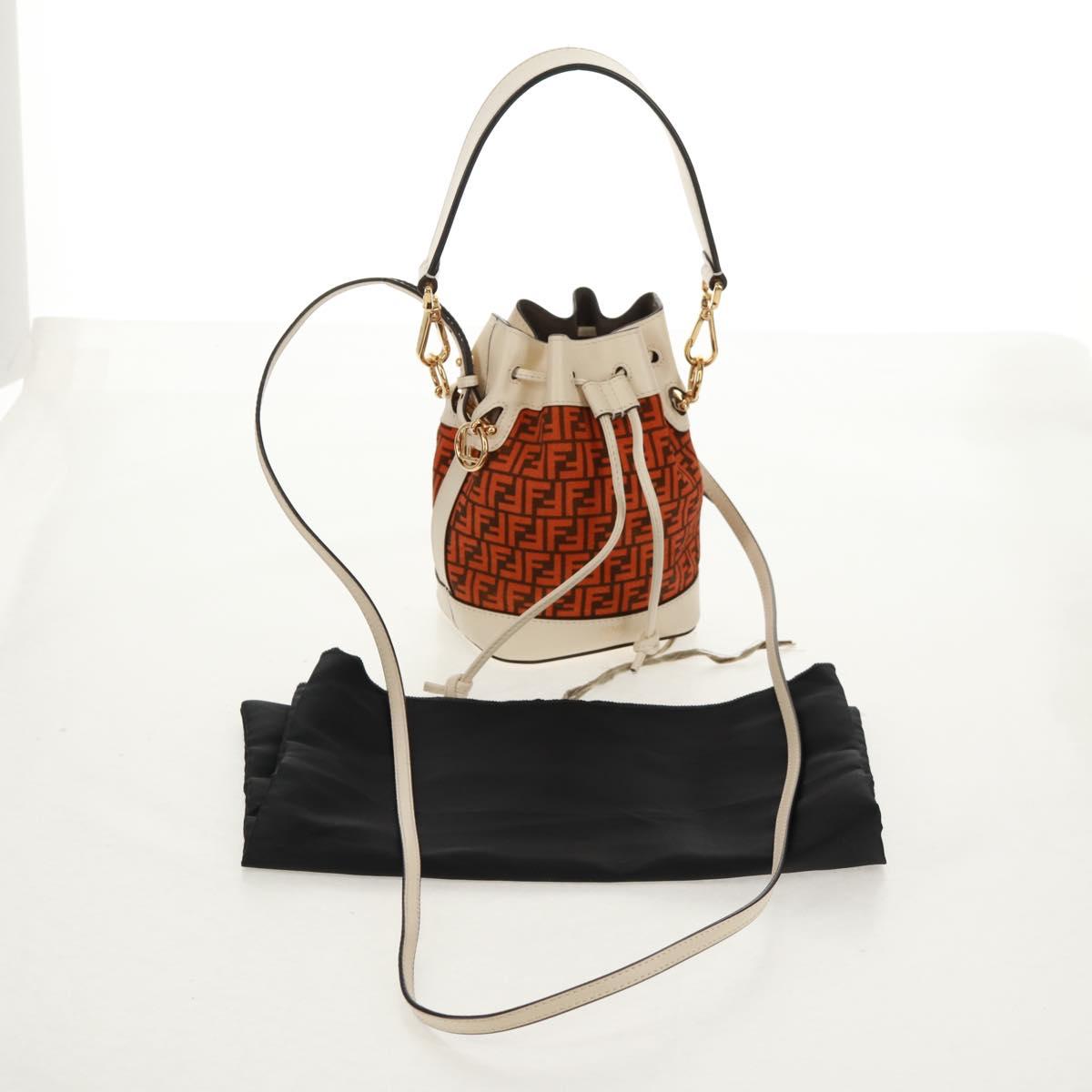 FENDI Zucchino Canvas Mini Montrezor Hand Bag 2way Orange Gold Auth 159396V
