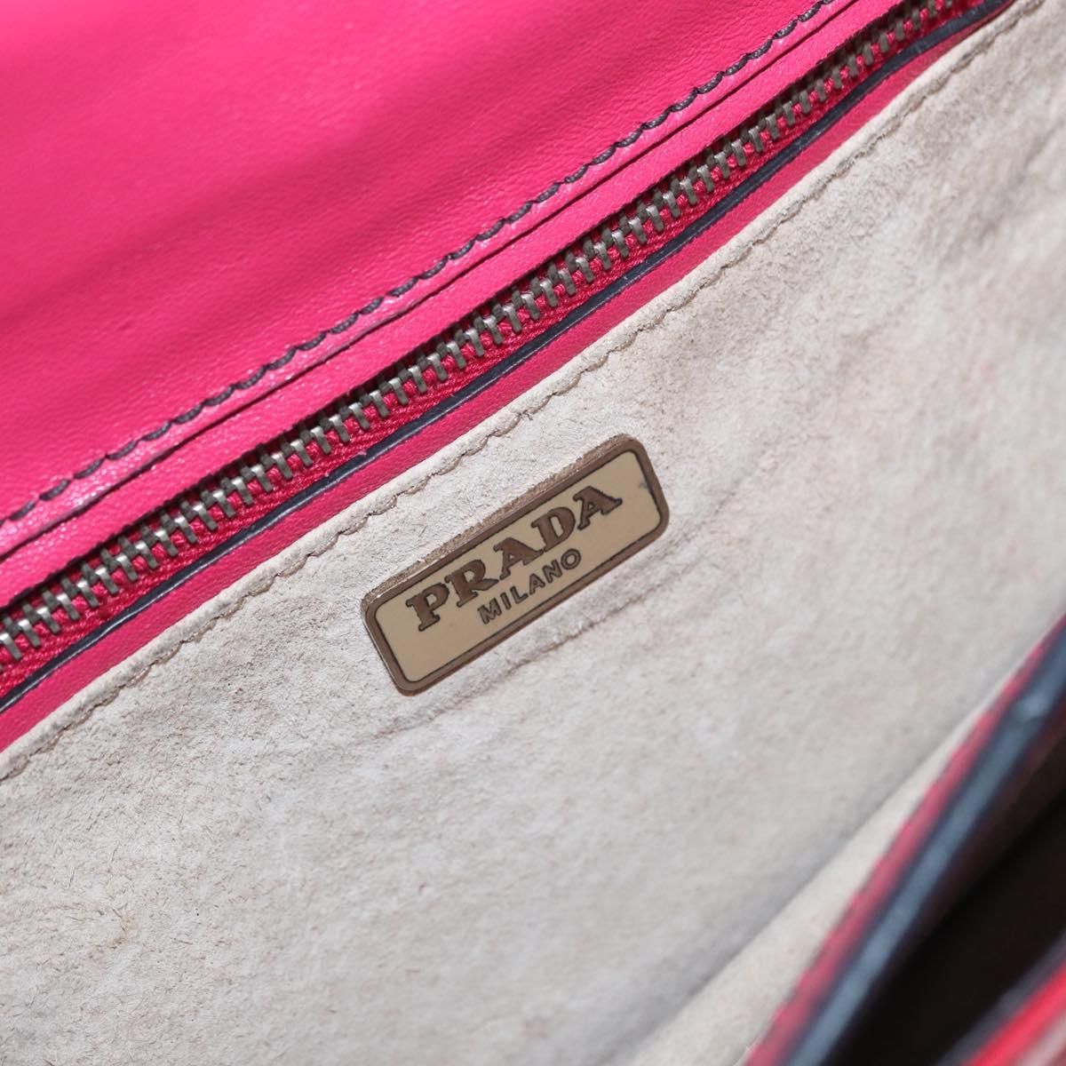 PRADA Shoulder Bag Enamel 2way Red Silver Auth 159397
