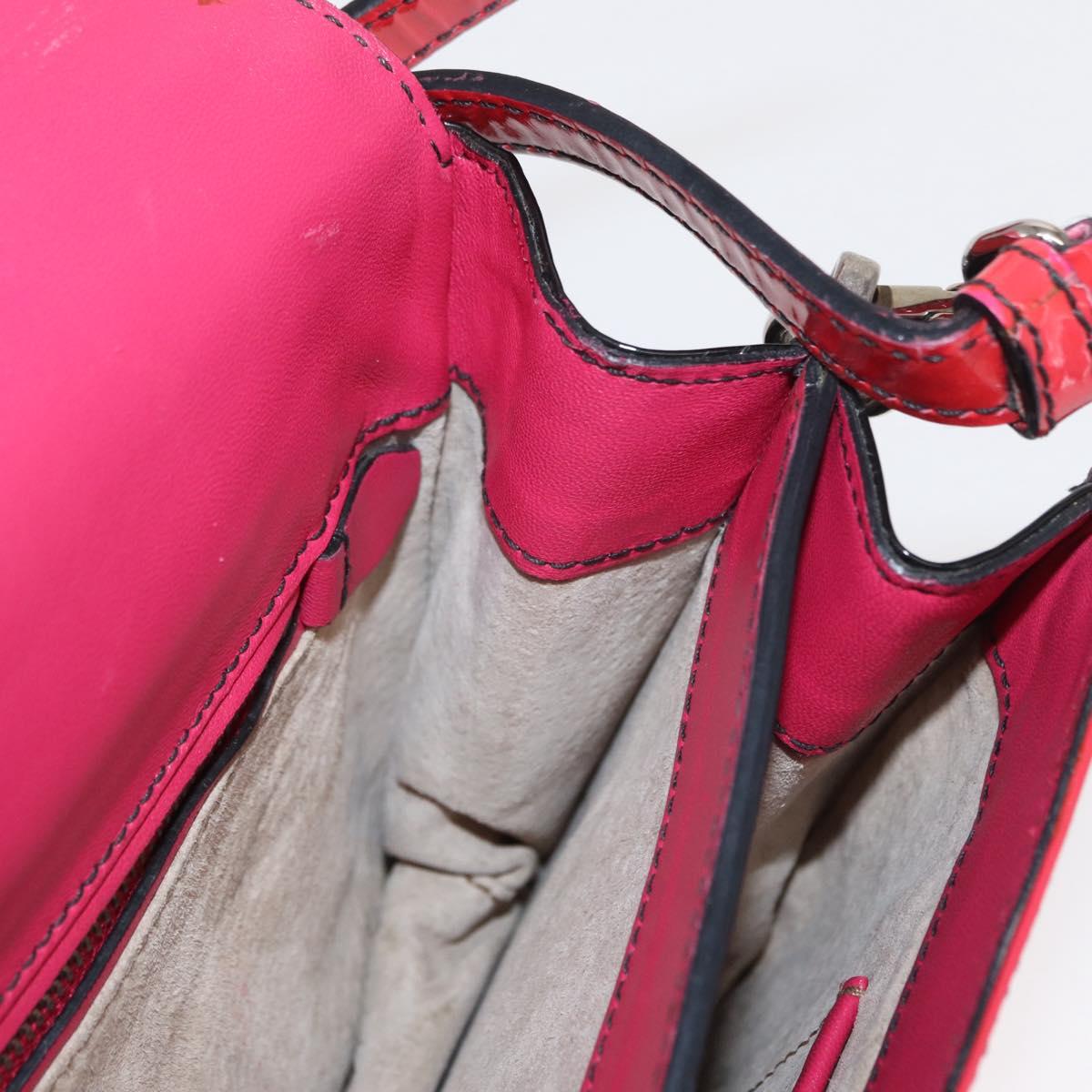 PRADA Shoulder Bag Enamel 2way Red Silver Auth 159397