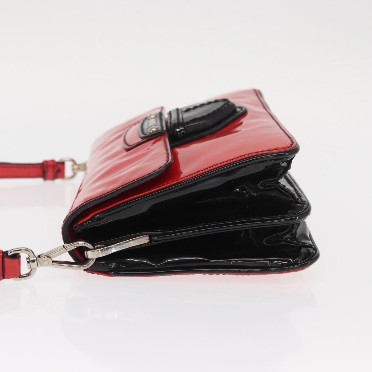 PRADA Shoulder Bag Enamel 2way Red Silver Auth 159397