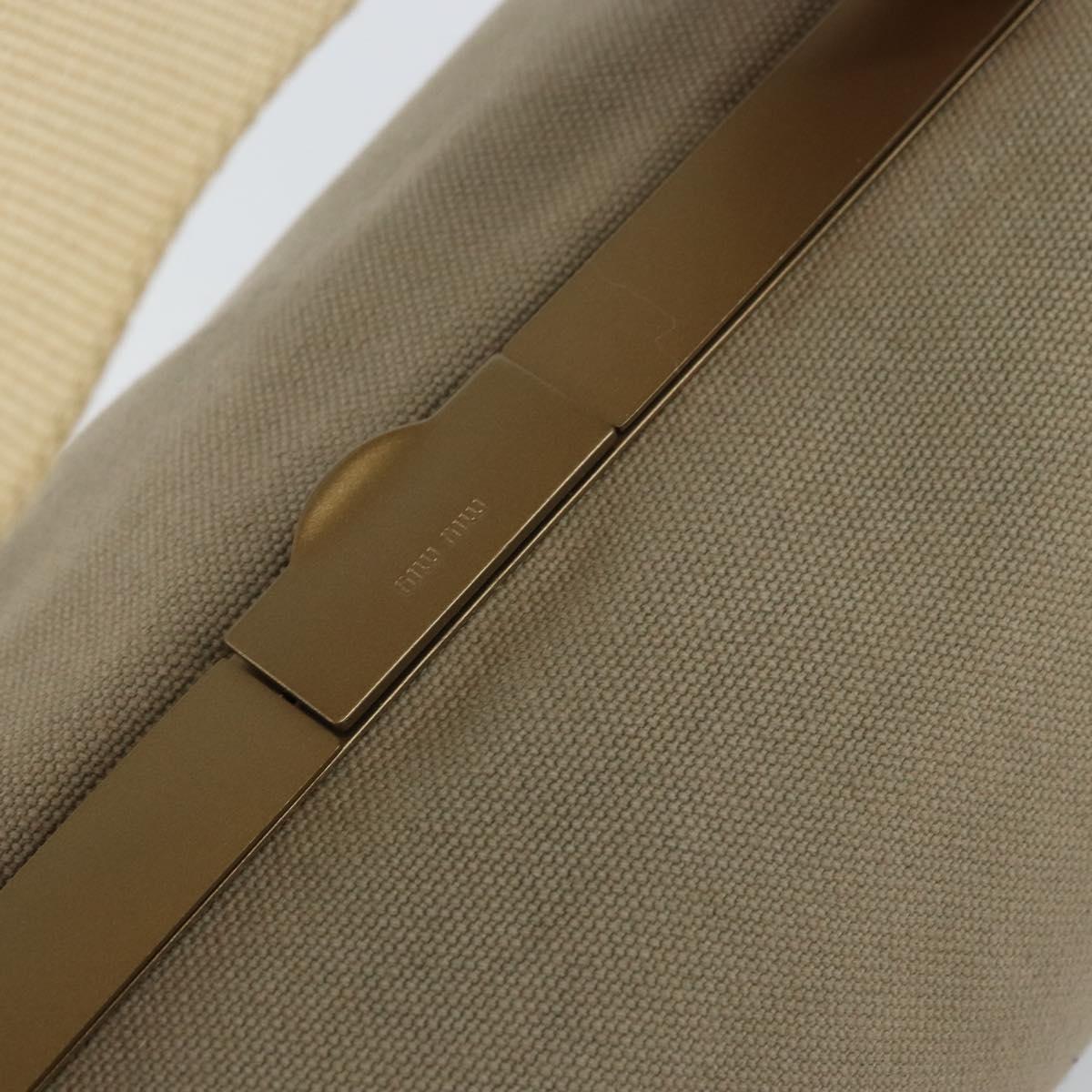 Miu Miu Hand Bag Canvas Khaki Gold Auth 159399