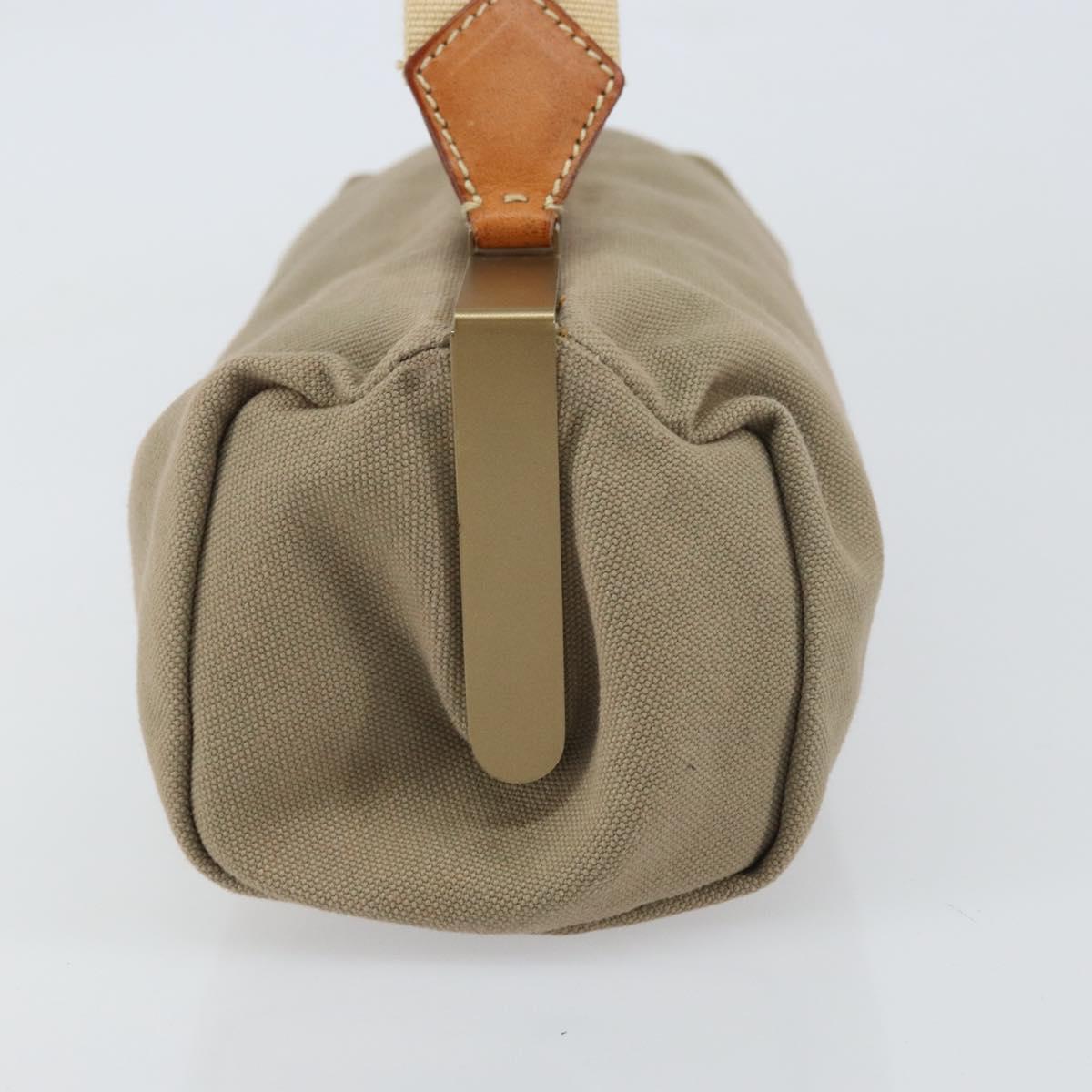 Miu Miu Hand Bag Canvas Khaki Gold Auth 159399
