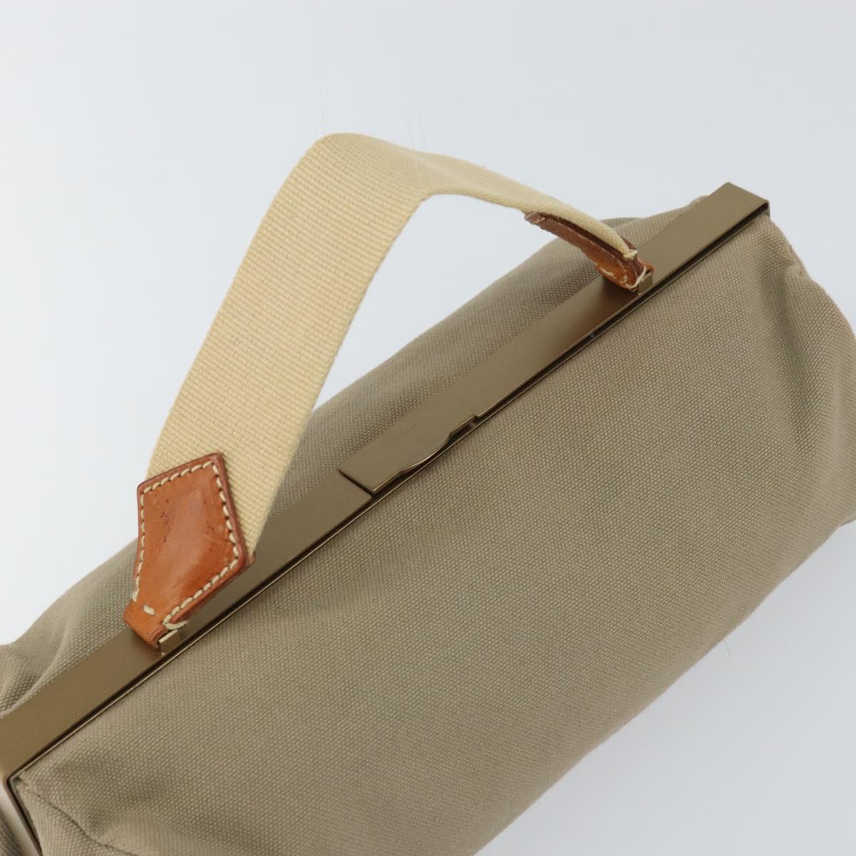 Miu Miu Hand Bag Canvas Khaki Gold Auth 159399