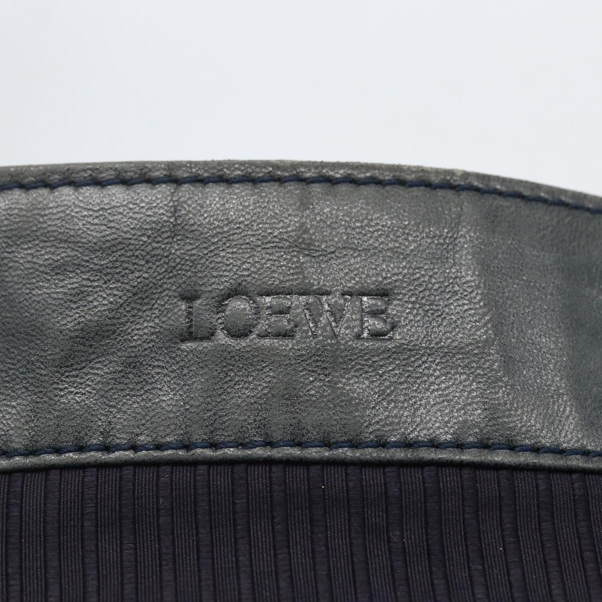 LOEWE Shoulder Bag Nylon Navy Gold Auth 159401