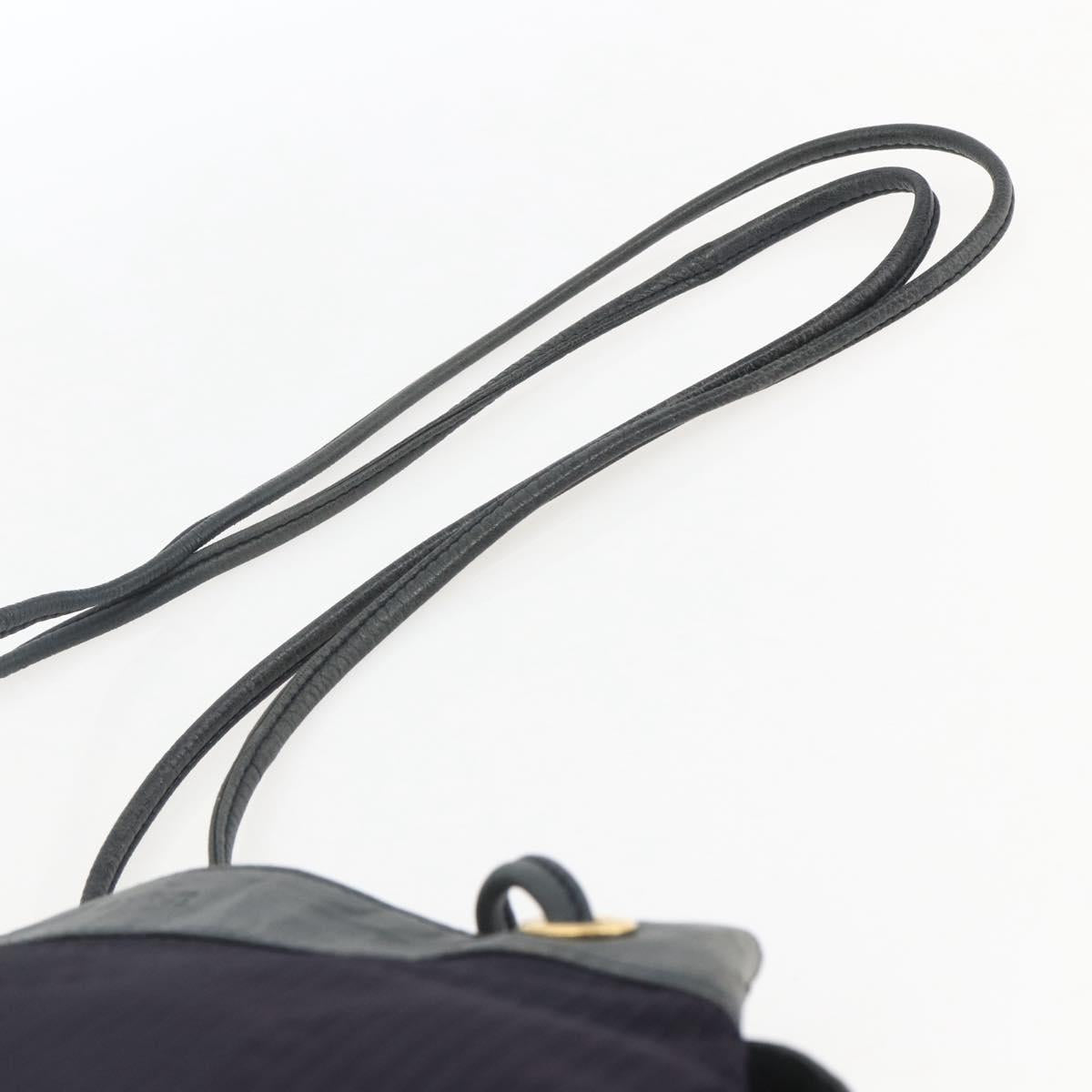 LOEWE Shoulder Bag Nylon Navy Gold Auth 159401