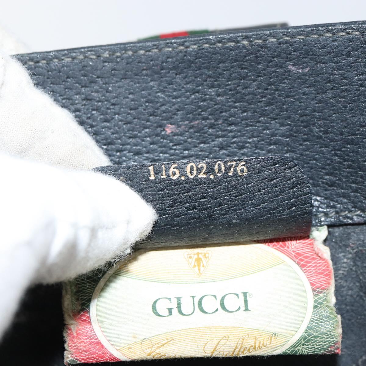 GUCCI GG Supreme Web Sherry Line Bag PVC Black Gold 116 02 076 Auth 159403