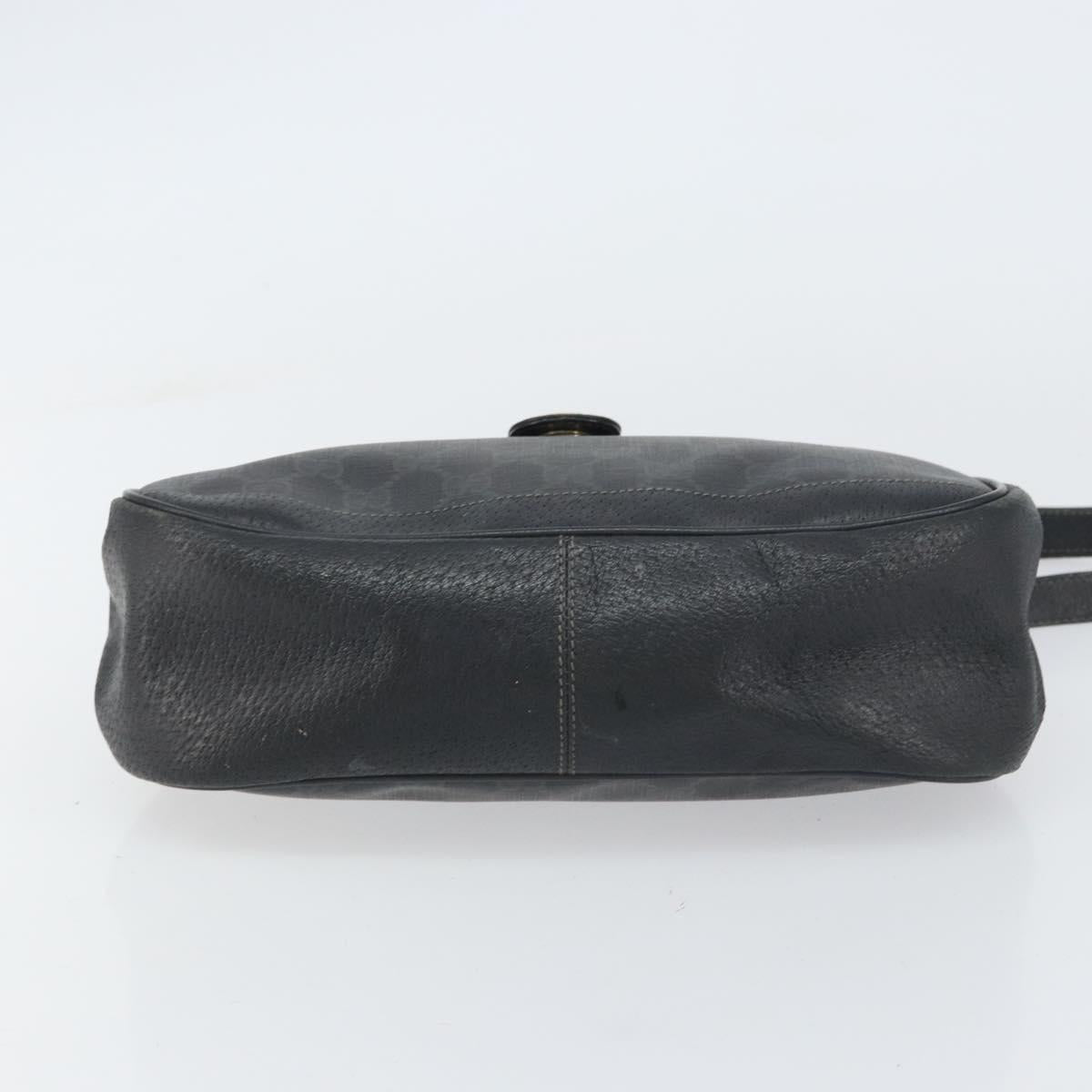 GUCCI GG Supreme Web Sherry Line Bag PVC Black Gold 116 02 076 Auth 159403