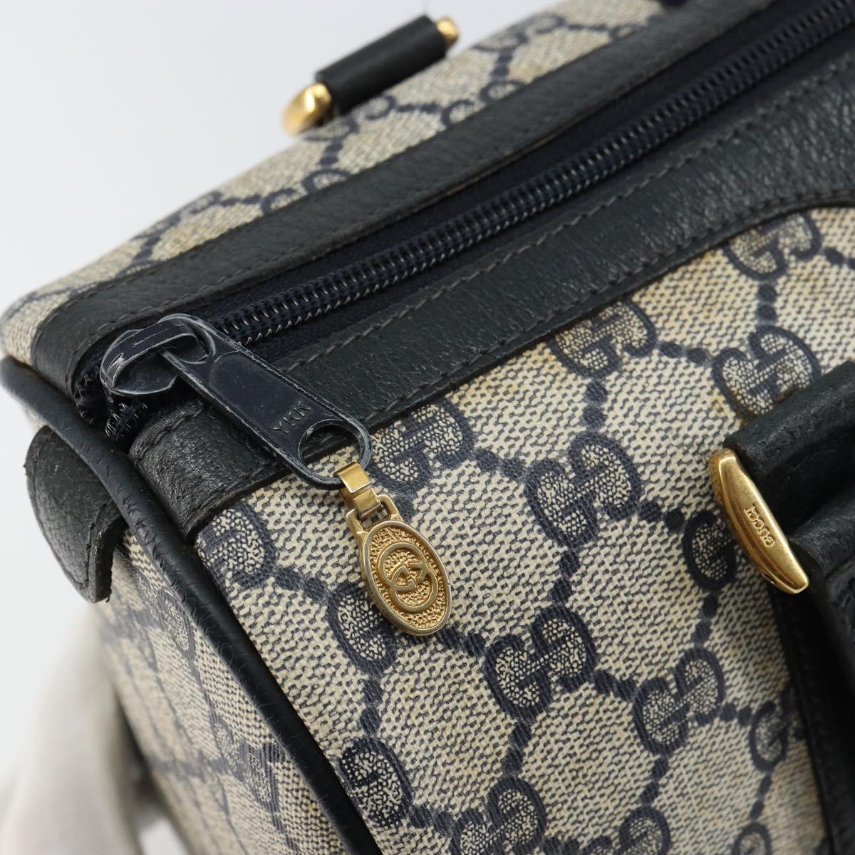 GUCCI GG Supreme Sherry Line Boston Bag PVC Navy Gold 69 02 006 Auth 159404