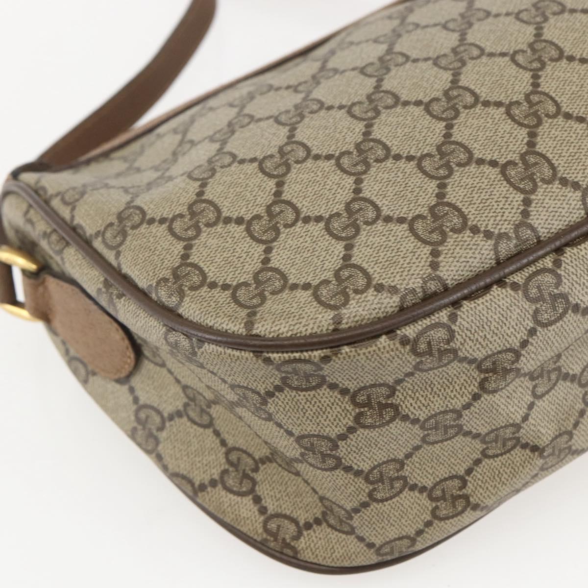 GUCCI GG Supreme Web Sherry Line Bag PVC Beige Gold 89 02 032 Auth 159407