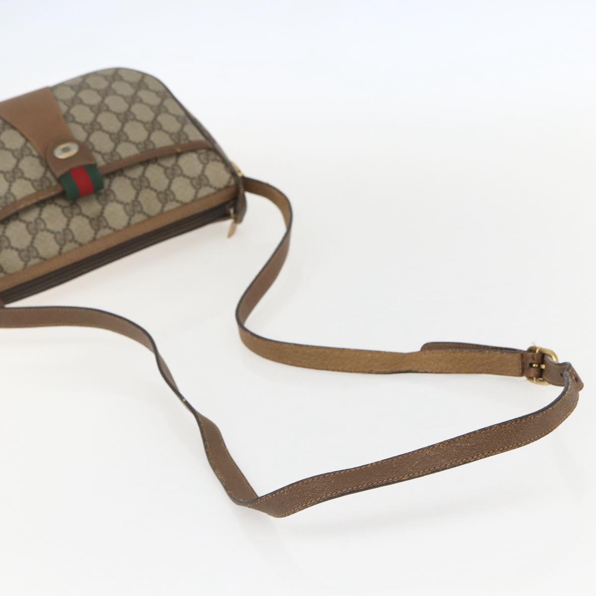 GUCCI GG Supreme Web Sherry Line Bag PVC Beige Gold 89 02 032 Auth 159407