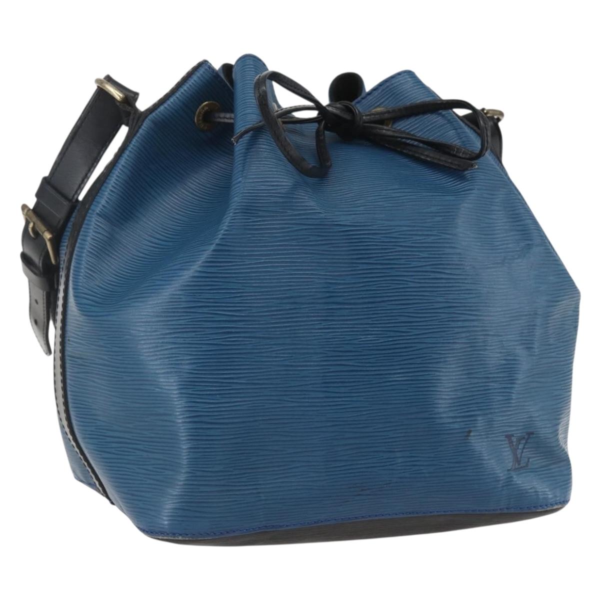 LOUIS VUITTON Epi Petit Noe Shoulder Bag Bicolor Black Blue M44152 Auth 159409