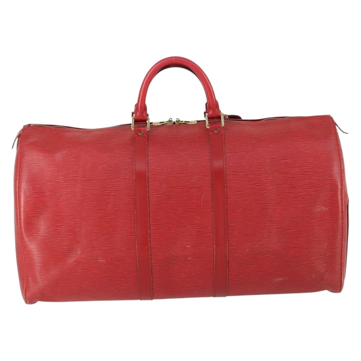 LOUIS VUITTON Epi Keepall 60 Boston Bag Red M42947 LV Auth 159412