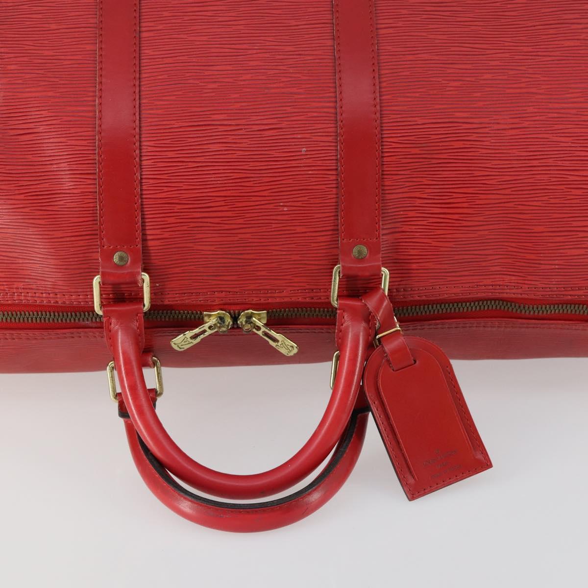 LOUIS VUITTON Epi Keepall 60 Boston Bag Red M42947 LV Auth 159412