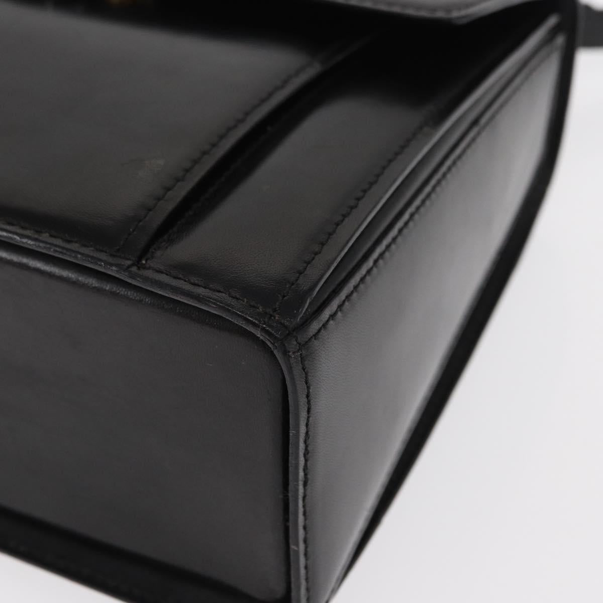 BALLY Hand Bag Leather 2way Black Gold Auth 159425