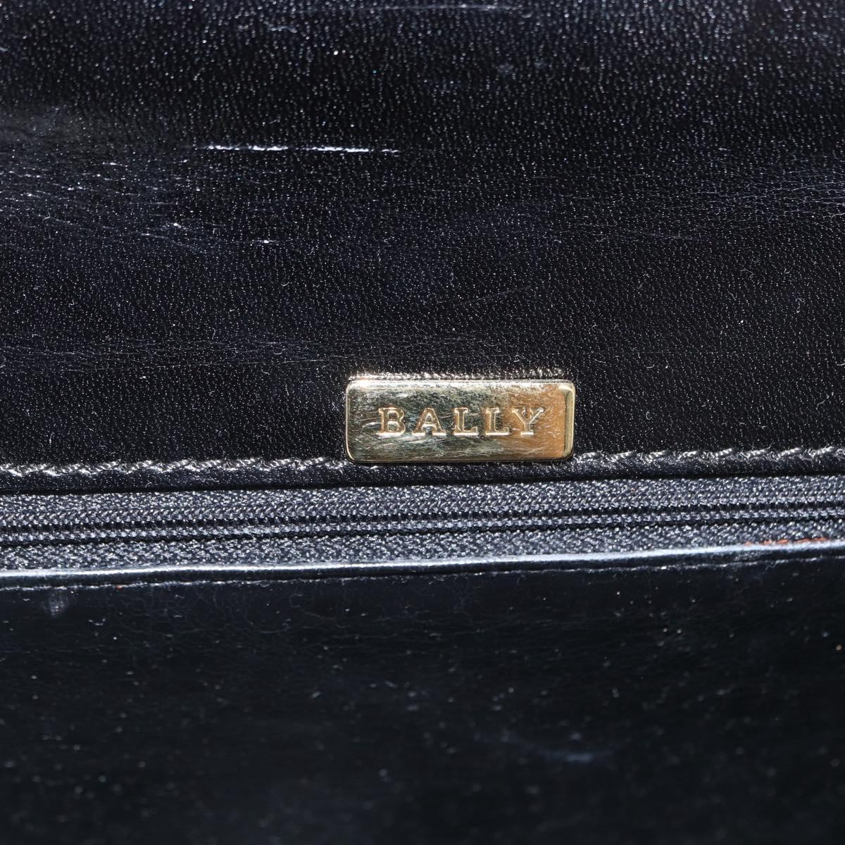 BALLY Hand Bag Leather 2way Black Gold Auth 159425