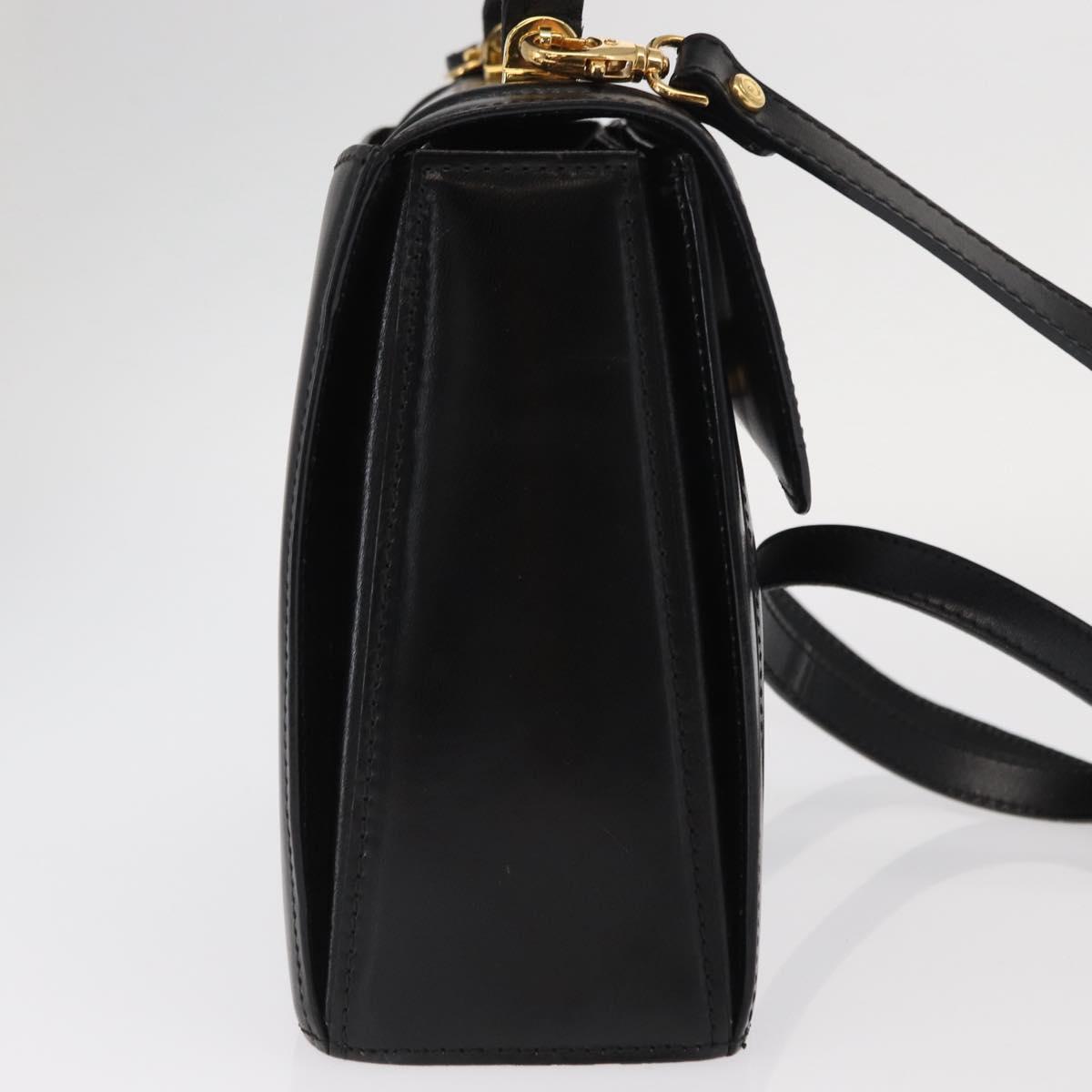 BALLY Hand Bag Leather 2way Black Gold Auth 159425