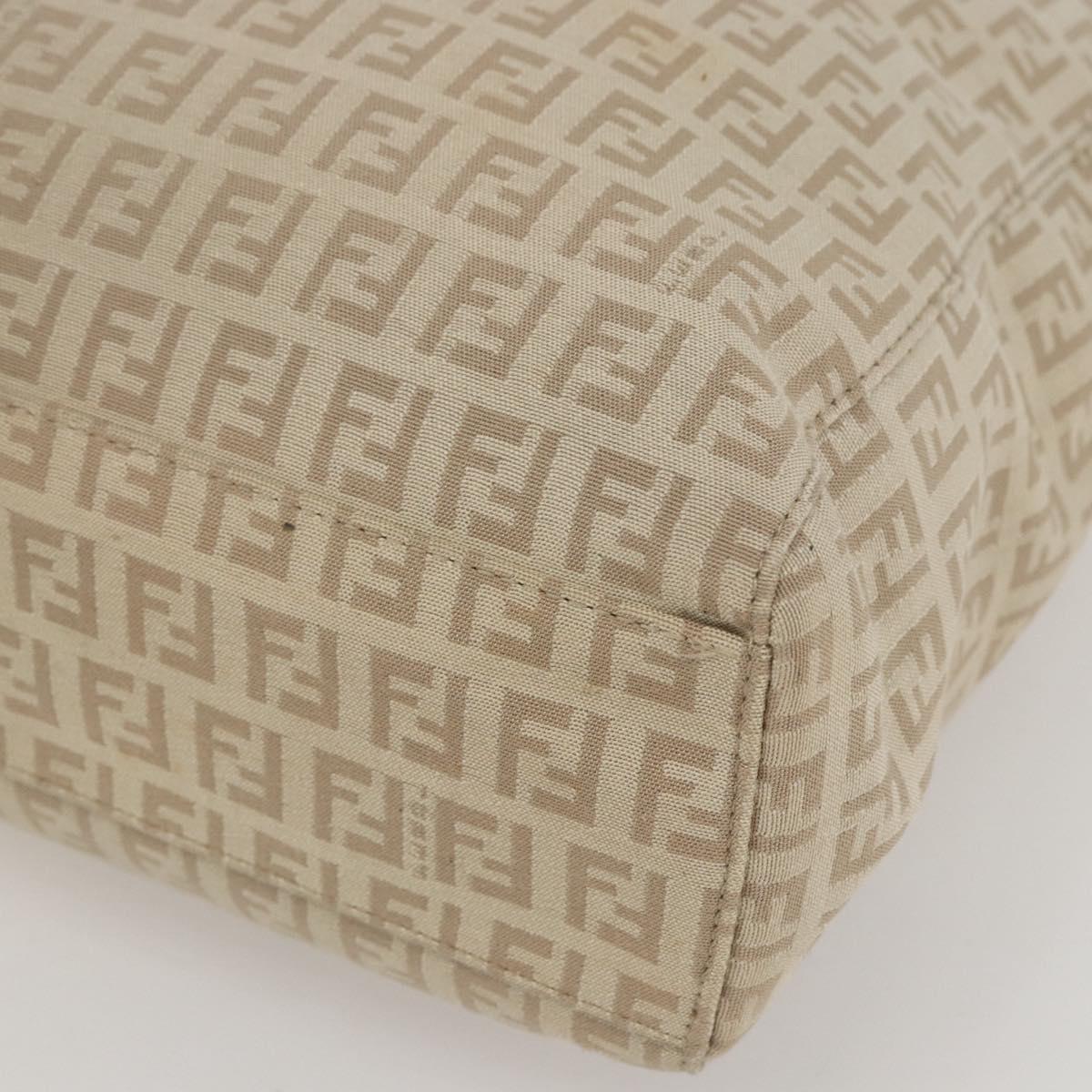 FENDI Zucchino Canvas Tote Bag Beige Gold Auth 159426