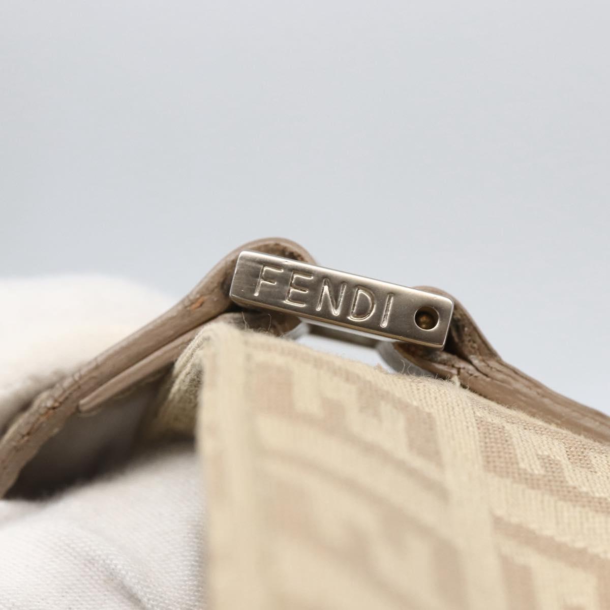 FENDI Zucchino Canvas Tote Bag Beige Gold Auth 159426
