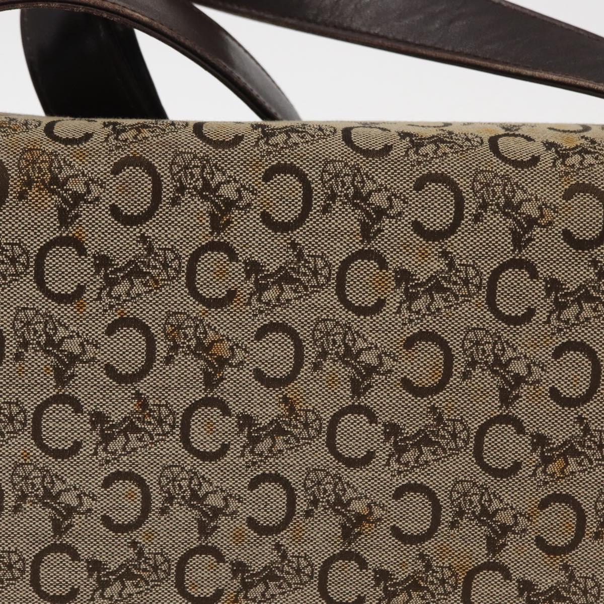CELINE C Sulky Horse Carriage Shoulder Bag Canvas Beige Gold Auth 159431