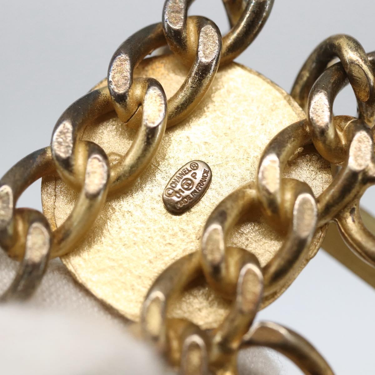 CHANEL Chain Belt metal Gold CC Auth 159438SAM