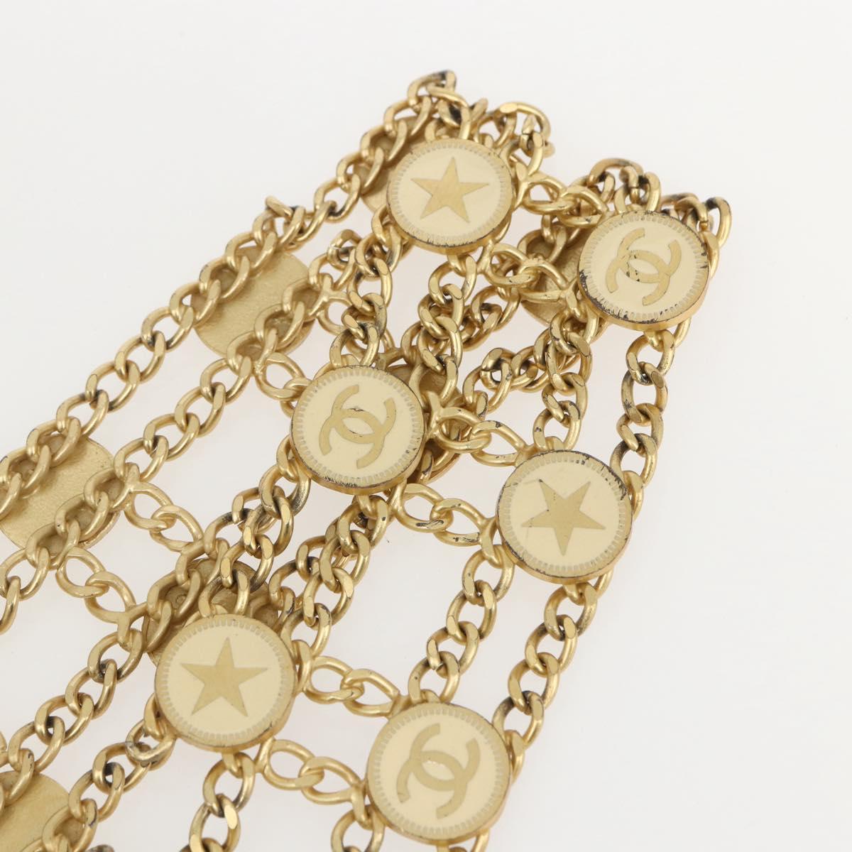 CHANEL Chain Belt metal Gold CC Auth 159438SAM
