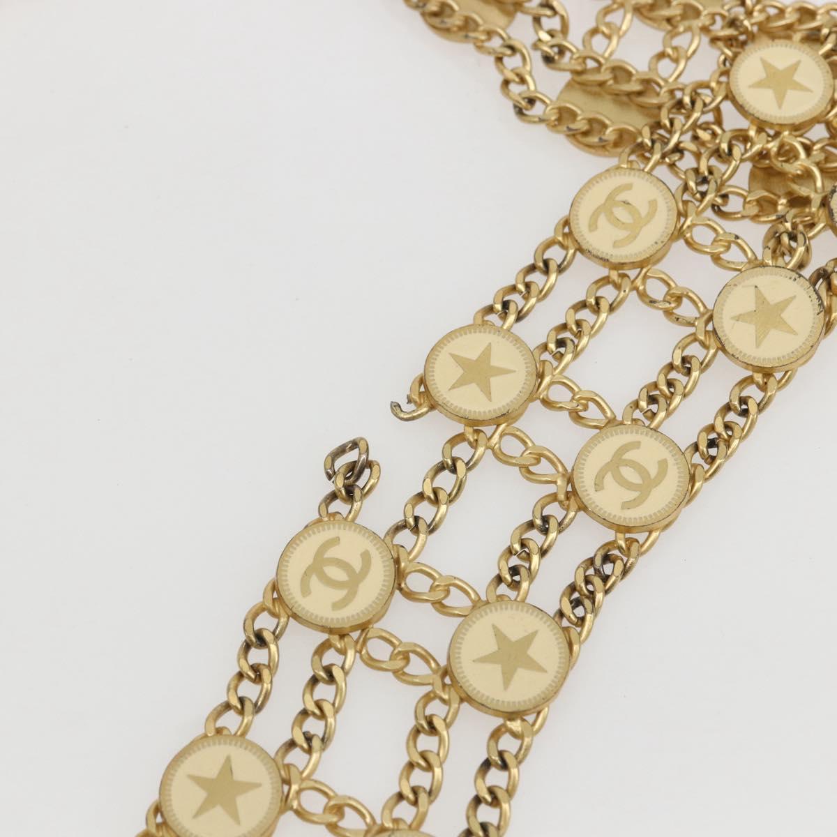 CHANEL Chain Belt metal Gold CC Auth 159438SAM