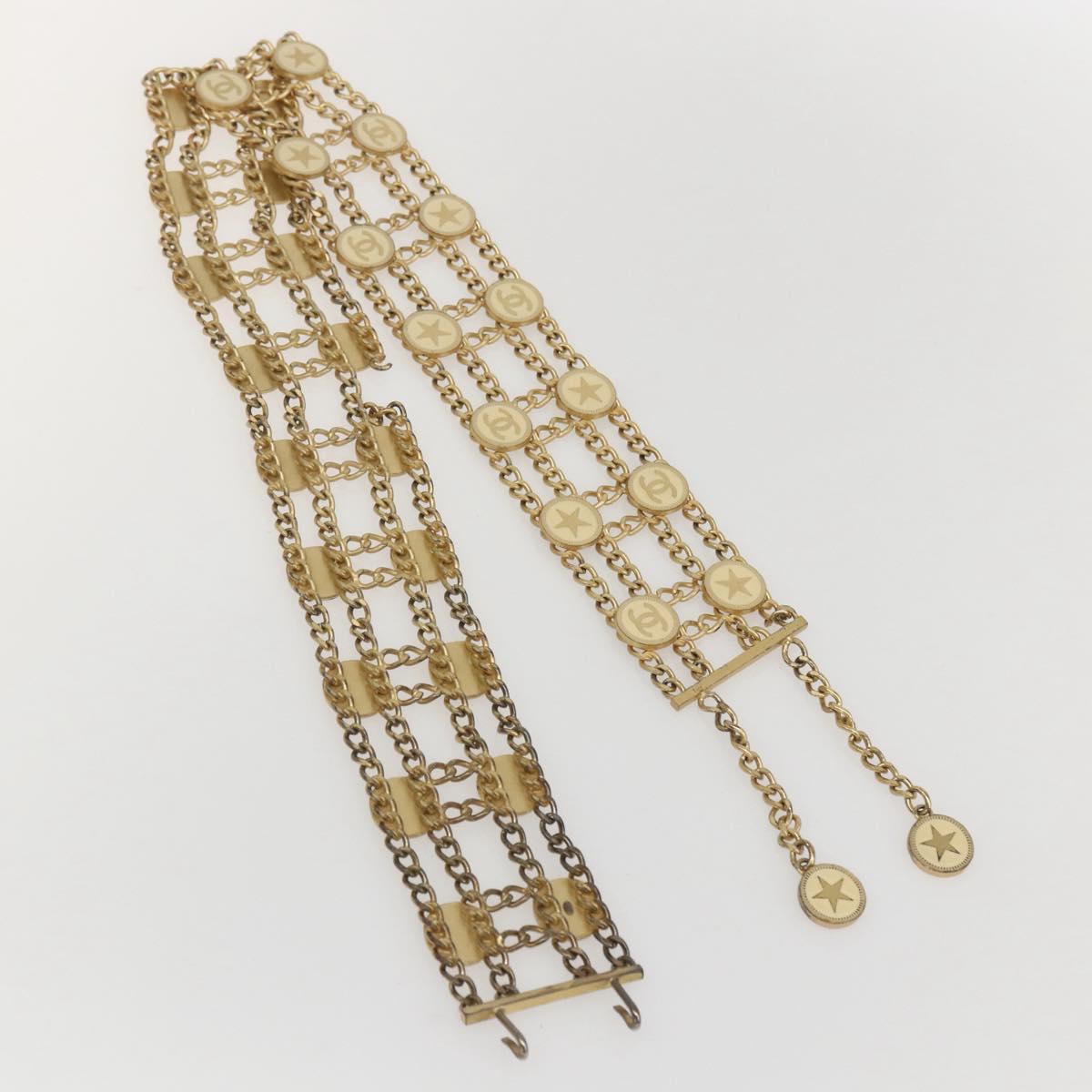 CHANEL Chain Belt metal Gold CC Auth 159438SAM