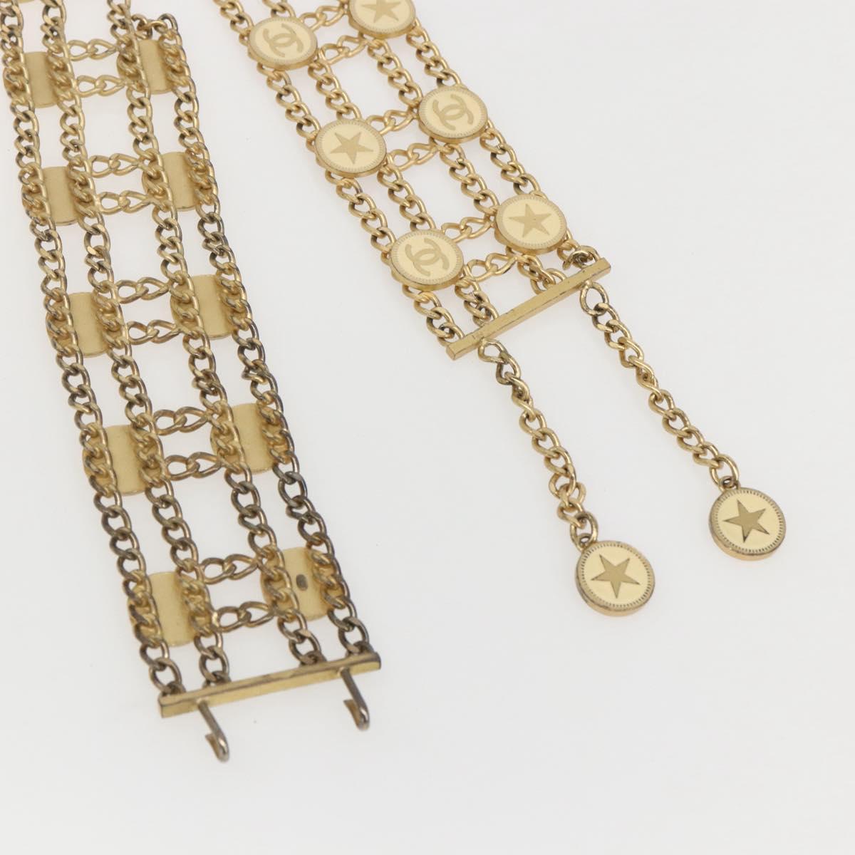 CHANEL Chain Belt metal Gold CC Auth 159438SAM