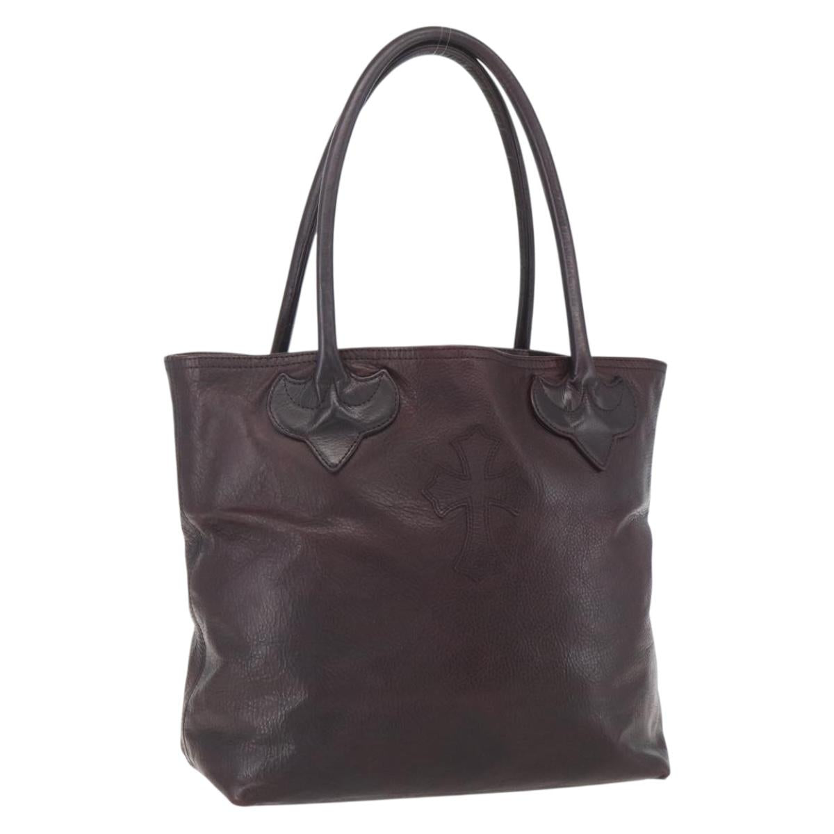 Chrome Hearts FS Tote Crosspatch Tote Bag Leather Black Auth 159442SM