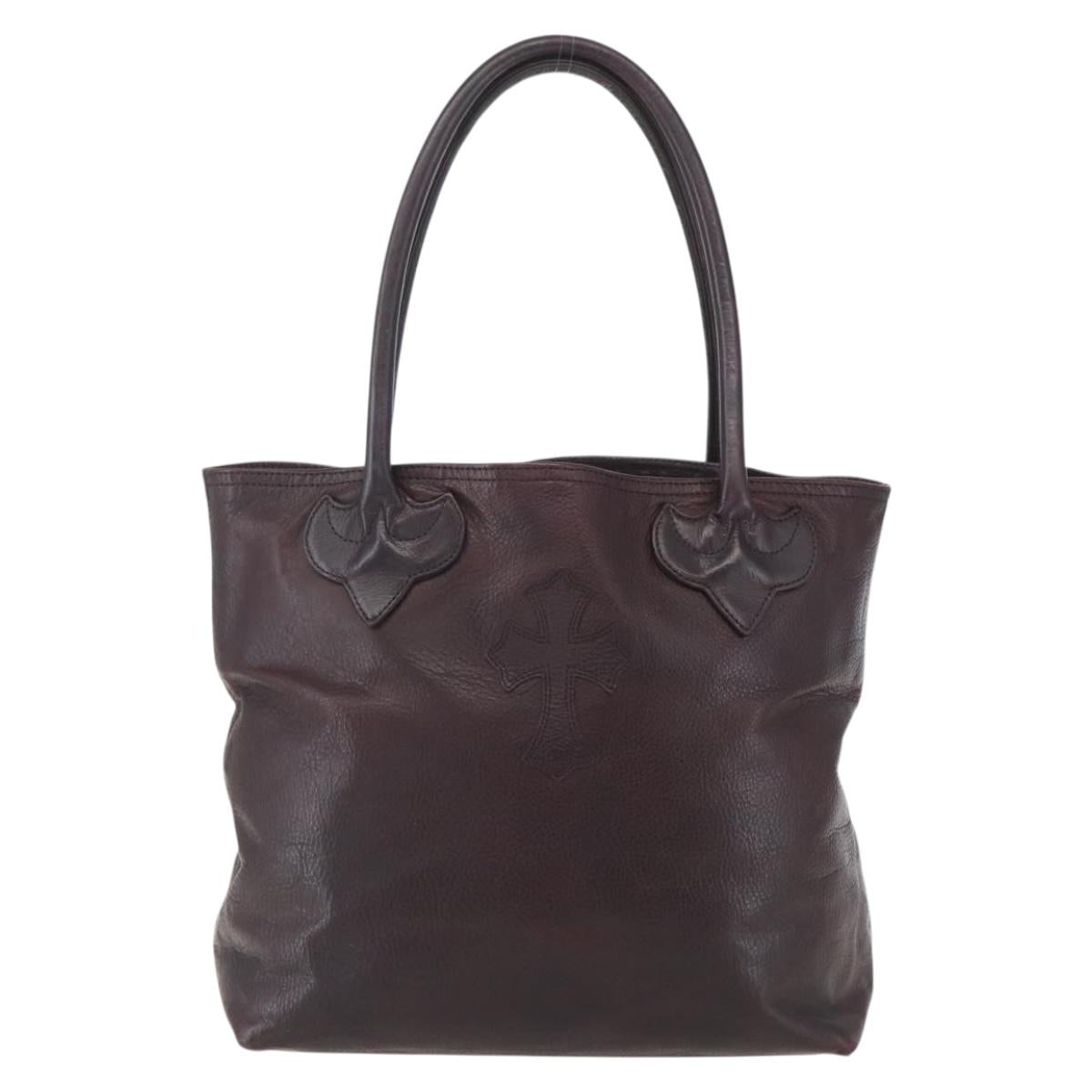 Chrome Hearts FS Tote Crosspatch Tote Bag Leather Black Auth 159442SM