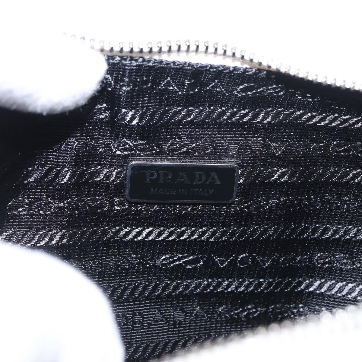 PRADA Clutch Bag Leather Silver White Auth 159445V