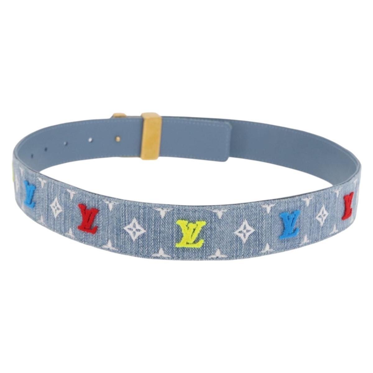 LOUIS VUITTON Monogram Denim CeintureLV New Wave Belt Blue M0146 Auth 159446SM