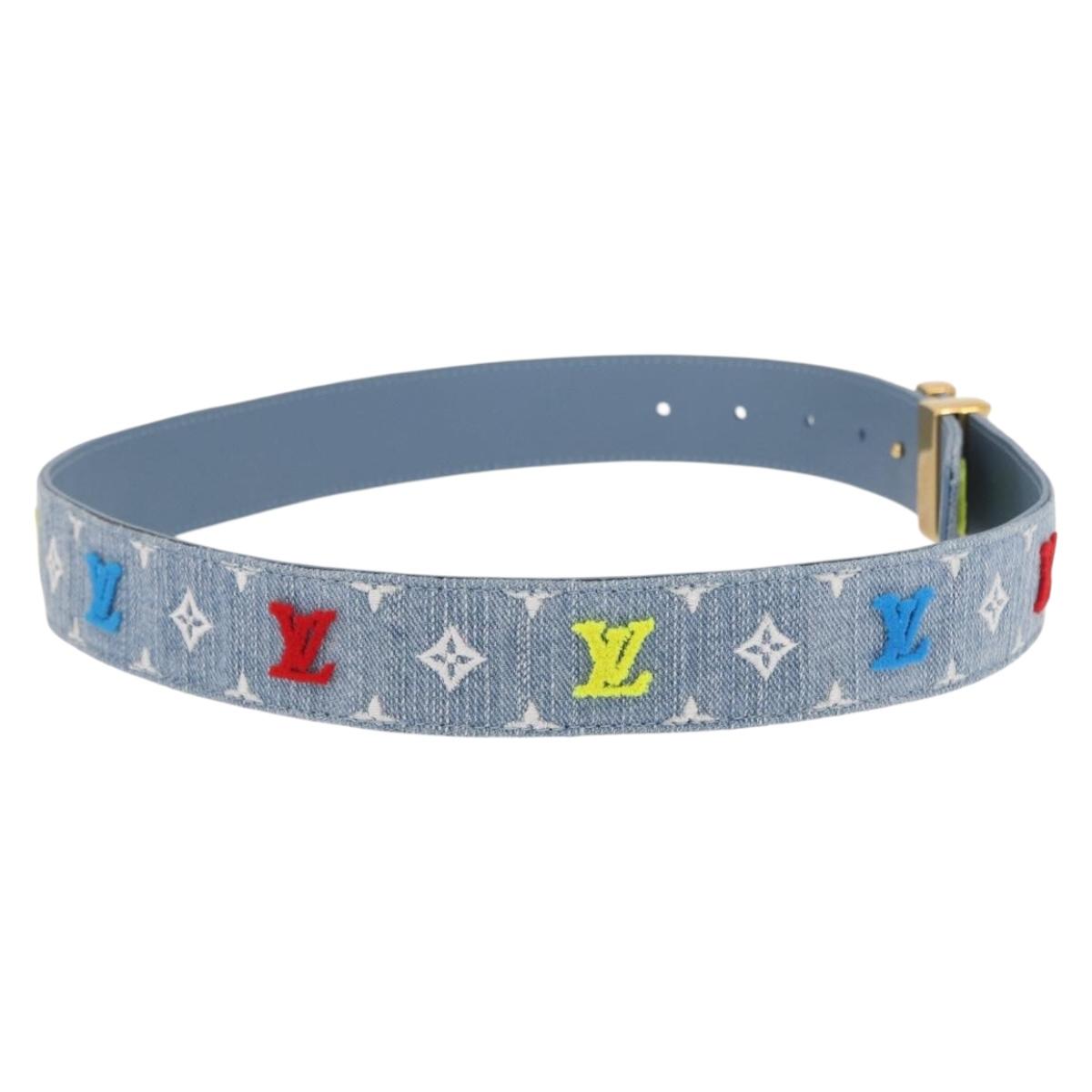LOUIS VUITTON Monogram Denim CeintureLV New Wave Belt Blue M0146 Auth 159446SM