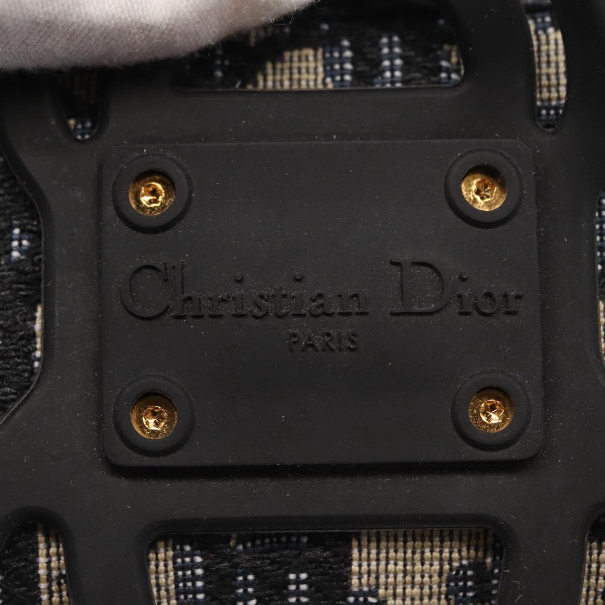 Christian Dior Trotter Canvas Phone Shoulder Shoulder Bag Navy Gold Auth 159453M