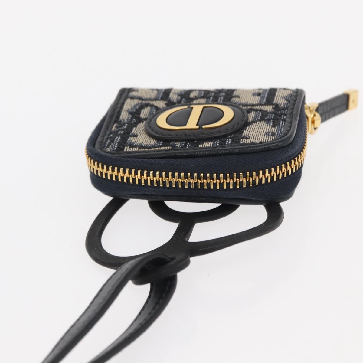 Christian Dior Trotter Canvas Phone Shoulder Shoulder Bag Navy Gold Auth 159453M