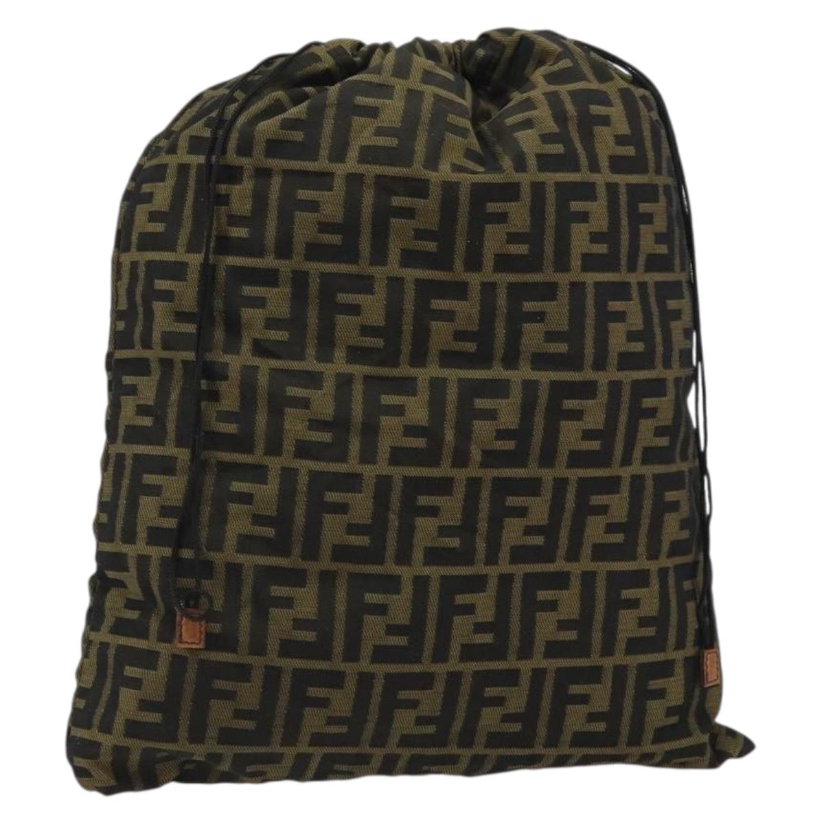 FENDI Zucca Canvas Purse Brown Black Auth 159458